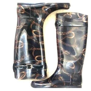 Authentic Ralph Lauren Rain boots. Black and Gold
